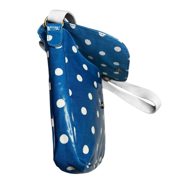 Cath Kidston Oilcloth Crossbody Messenger Bag Blue Polka Dot Adjustable - Picture 4 of 10